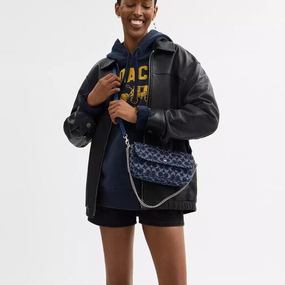 NWT ✅ COACH Brook Flap Chain Bag In Signature Denim #CAT60 ⭐ NWT - Picture 5 of 16